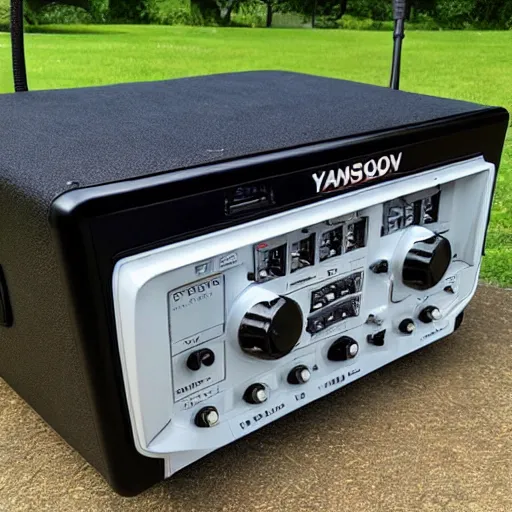 Image similar to large radio console, ham radio, yaesu, icom, kenwood, amateur radio, 8 k, photo realistic, high detail