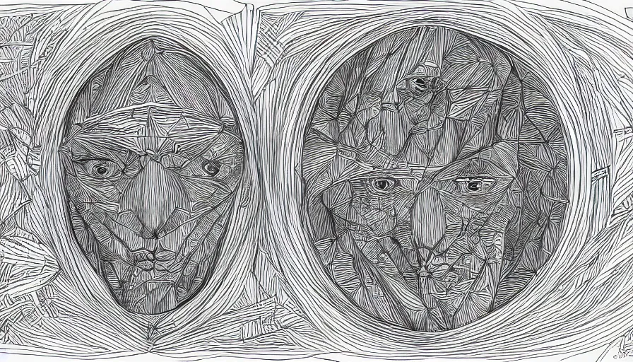 Image similar to symmetry! portrait of multiple faces meeting humans scientific intelligences, mooc, organic and intricate, elegant, highly detailed, concept art, smooth lines, sharp focus, lineart, illustration, shadows, penned with thin rotring pen on white, 8 k