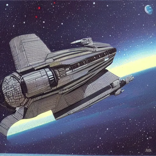 Image similar to space ship, nasa - punk style, concept art by ralph mcquarrie