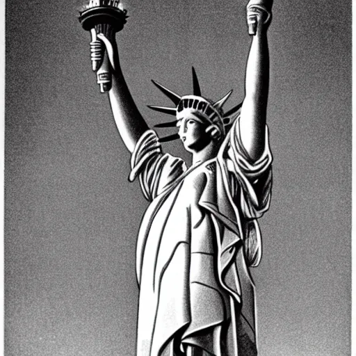 Image similar to The Statue of Liberty, 1950s propaganda poster