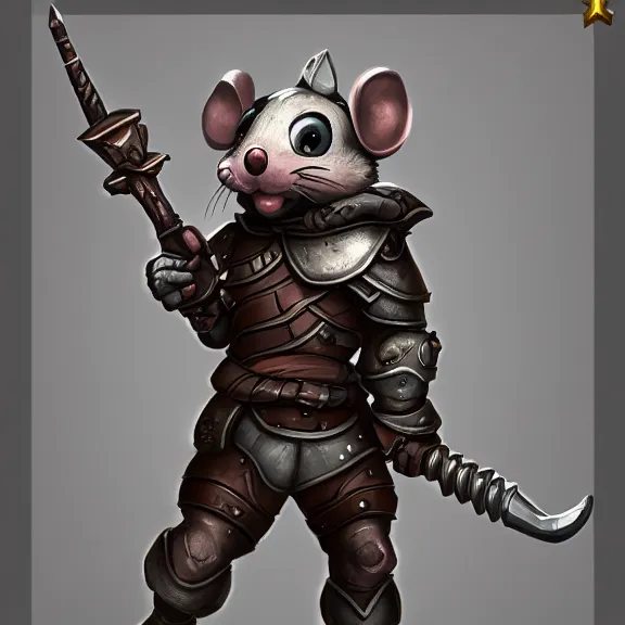 Image similar to warrior mouse with armor grabbing floating crystal, RPG Portrait, trending on Artstation, Pose Study, ultra detailed, award winning