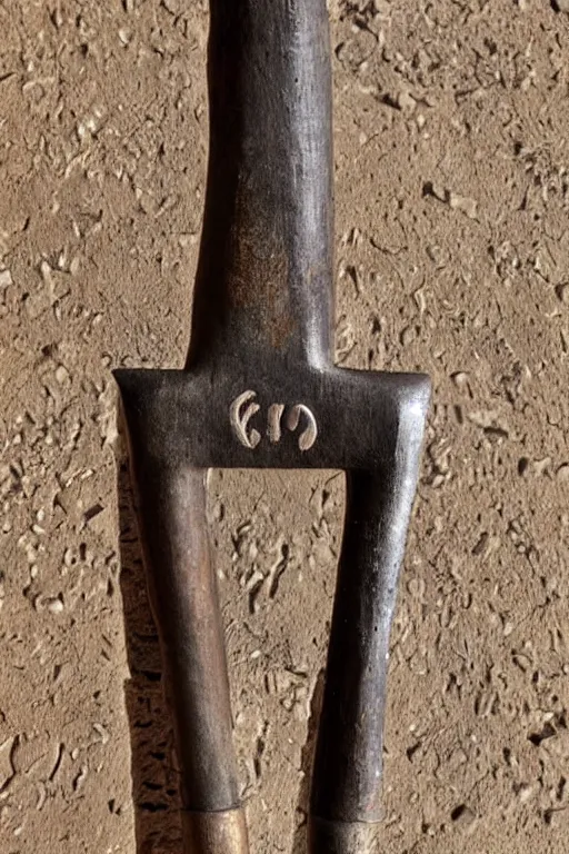 Prompt: ultra realistic blacksmiths hammer with a smiling face, engraved with hebrew script.