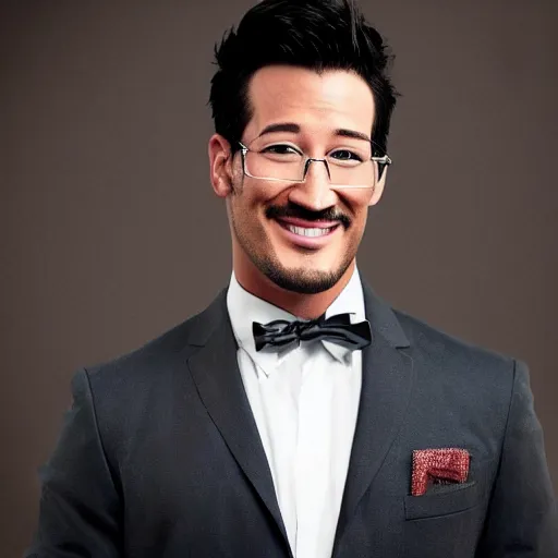 Image similar to a high quality photo of handsome markiplier, gigachad