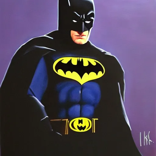 Image similar to Painting of a batman dark knight by Christopher Nolan oil painting