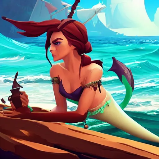 Image similar to jack the pirate mermaid on sea of thieves game avatar hero smooth face median photoshop filter cutout vector, behance hd by jesper ejsing, by rhads, makoto shinkai and lois van baarle, ilya kuvshinov, rossdraws global illumination, illustration, art by ilya kuvshinov and gustav klimt