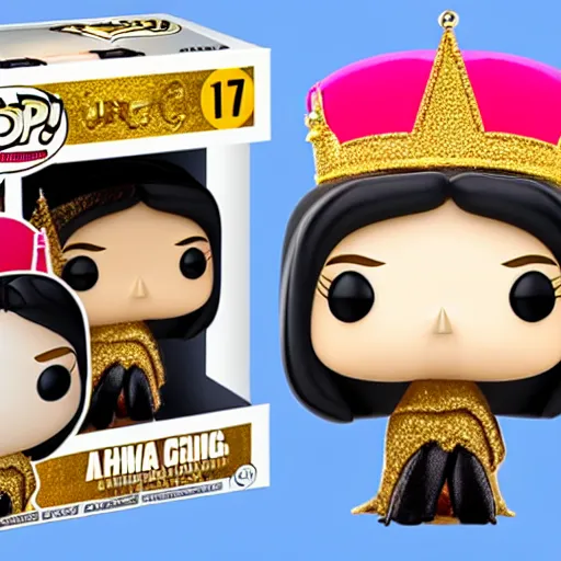 Image similar to A funko pop of a bag of a pig in a gold crown