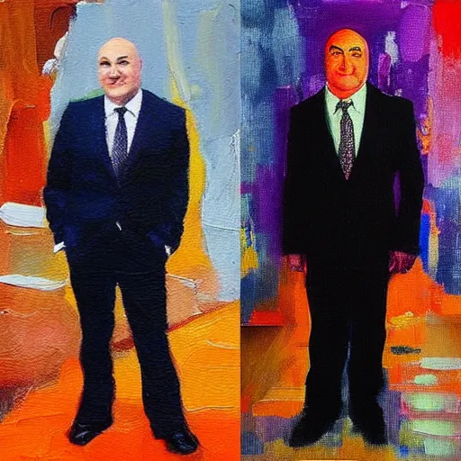 Image similar to kevin o'leary paintings of kevin o'leary, standing next to kevin o'leary