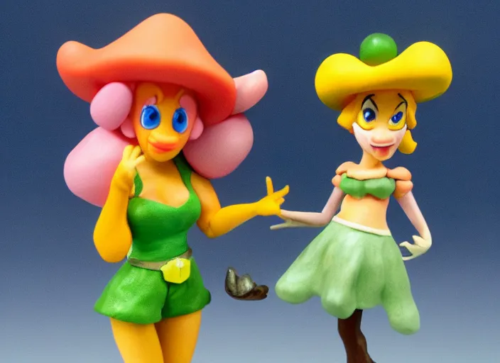 Image similar to claymation figure of princess peach