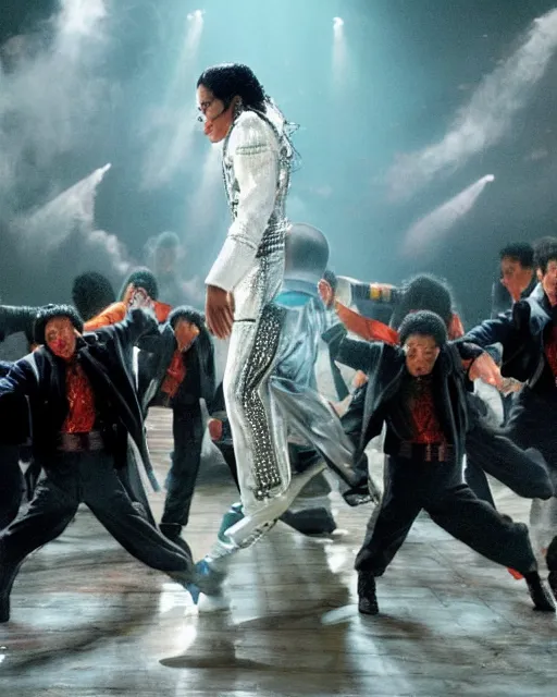 Prompt: highly detailed film still of Michael Jackson in heaven, 8k, hd, hyperdetailed, award winning cinematography