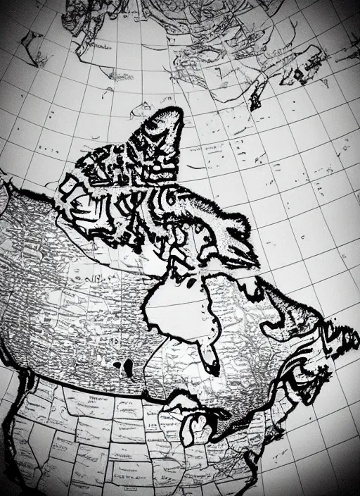 Image similar to professional fine detailed photo of a canada map, iphone photo, instagram, black and white - - cfg _ scale 7