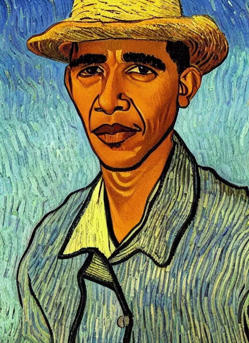 Image similar to Painting of Barack Obama as a farmer by Vincent van Gogh