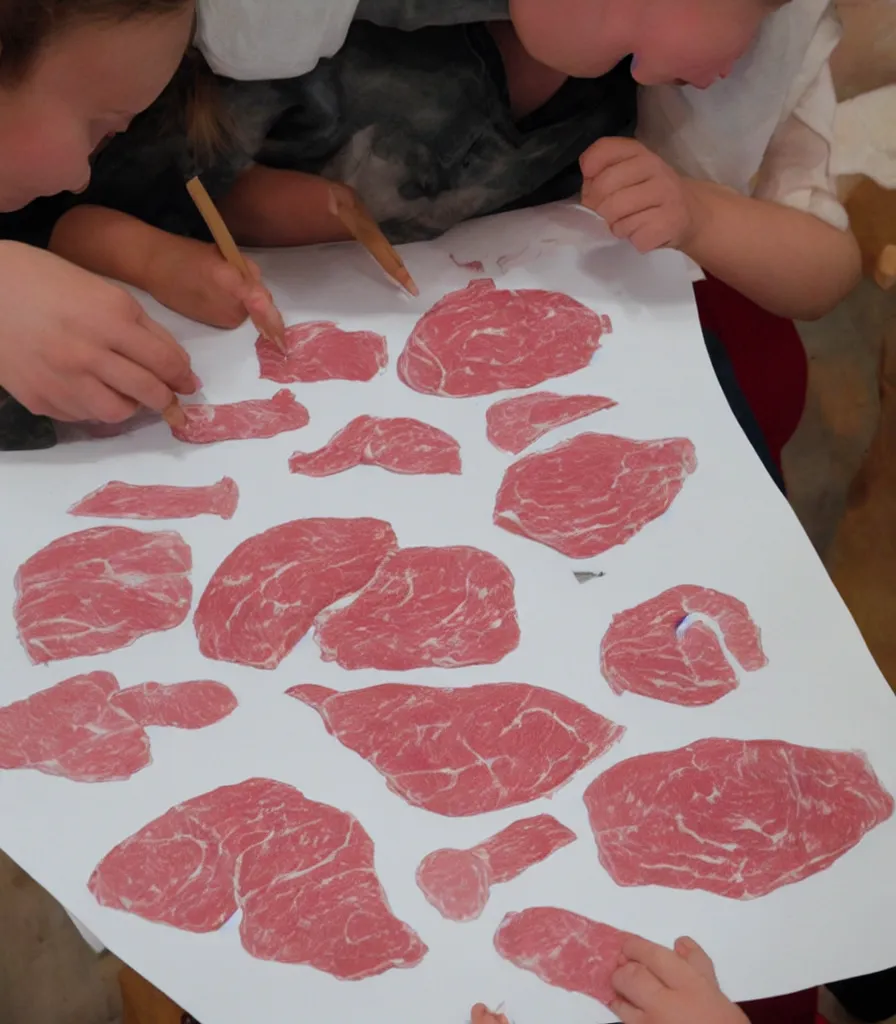 Image similar to kid drawing of uncooked meat