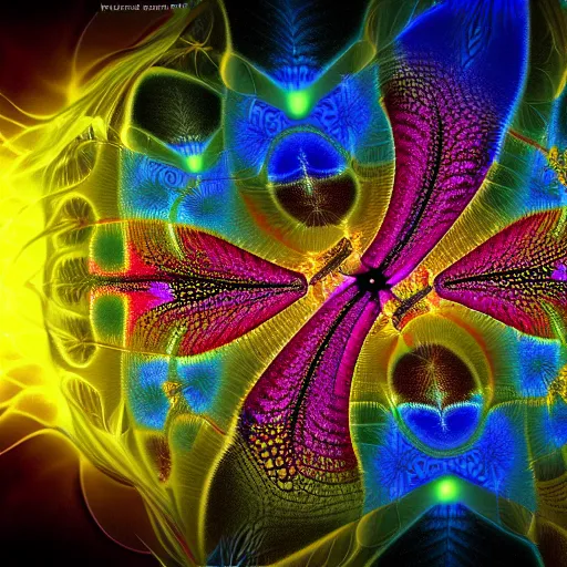 Prompt: lightfull fractal structures by benoit b. mandelbrot, organisms representation, fantasy, connectivity