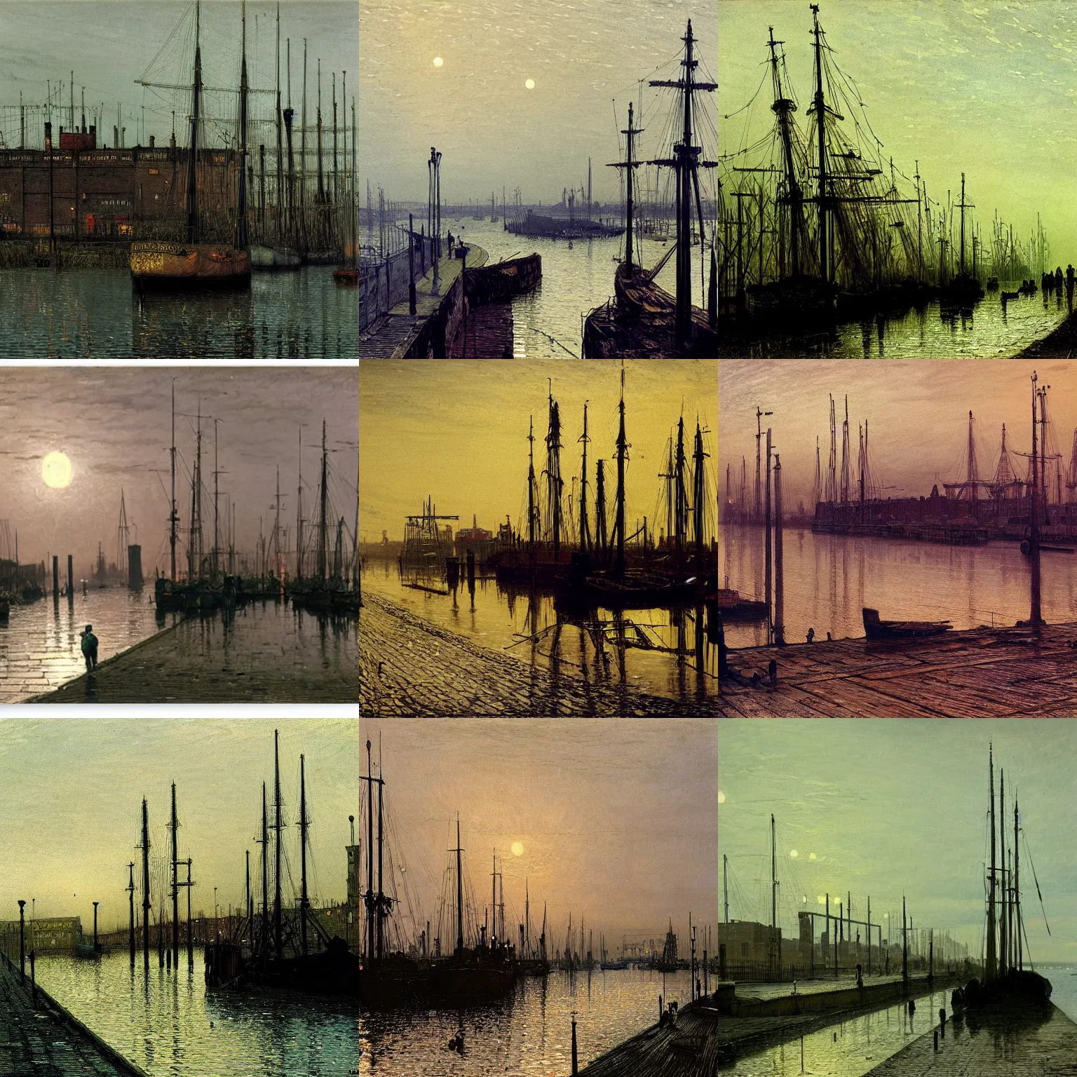 Prompt: Humber Docks, Hull, 1884, John Atkinson Grimshaw