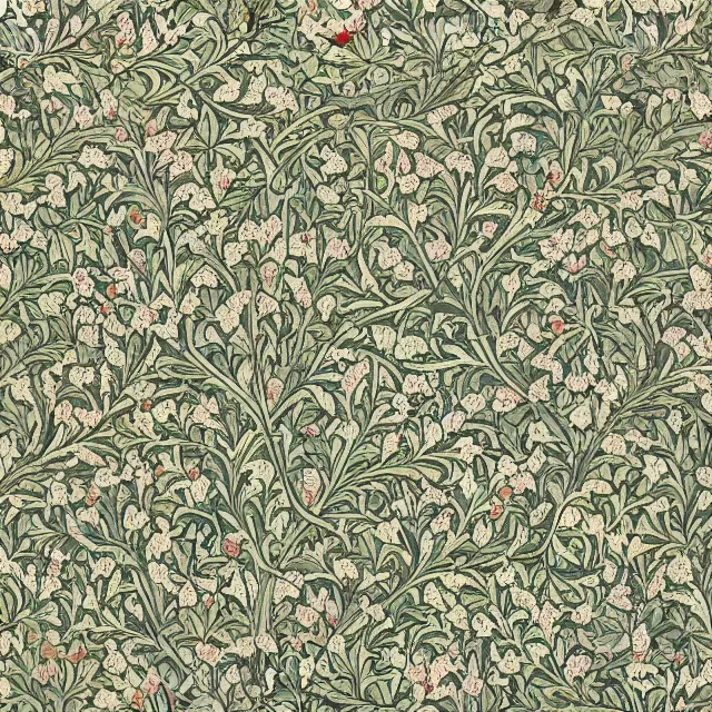 Prompt: a floral wallpaper design by william morris