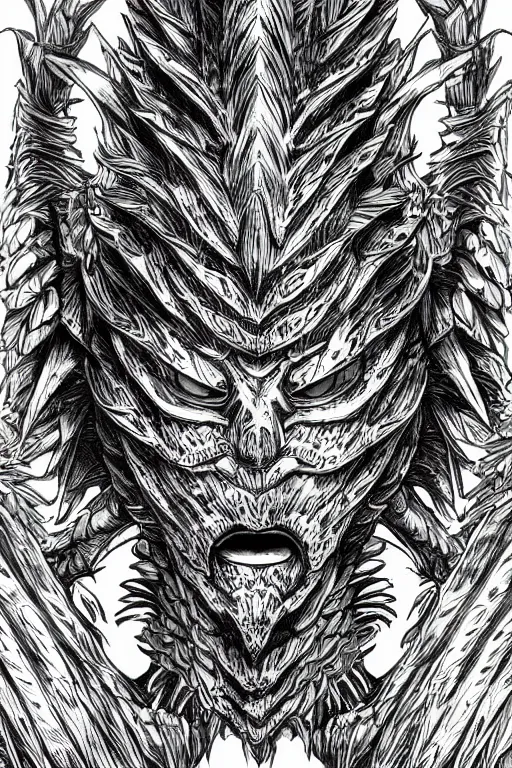 Image similar to pineapple humanoid figure monster wearing pineapple themed armour, symmetrical, highly detailed, digital art, sharp focus, trending on art station, kentaro miura manga art style