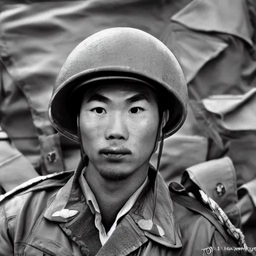 Image similar to super mario as a north vietnamese man, war hero in a trench, violent, sharp focus, hyper realistic, sony 5 0 mm lens