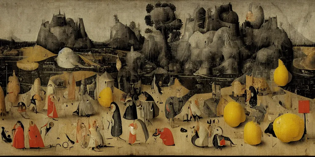 Image similar to the beginning of lemons by Hieronymous Bosch, highly detailed, trending on artstation,8k