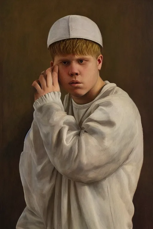 Image similar to portrait of yung lean renaissance style painting