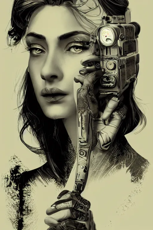 Image similar to heroine, beautiful,vintage ink style, cyberpunk,ultra detailed, digital art, 8k ,character ,realistic, portrait, hyperrealistic