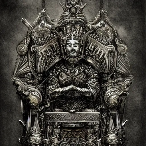 Prompt: pencil illustration. the emperor on his golden throne. 4 0 k. body horror.