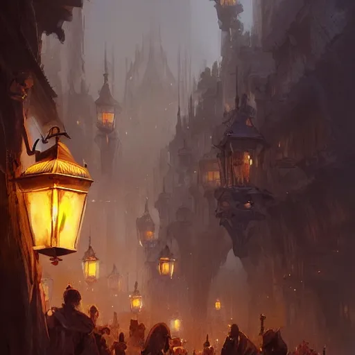 Image similar to concept art, lanterns, high resolution, by james gurney, greg rutkowski, john howe, artstation