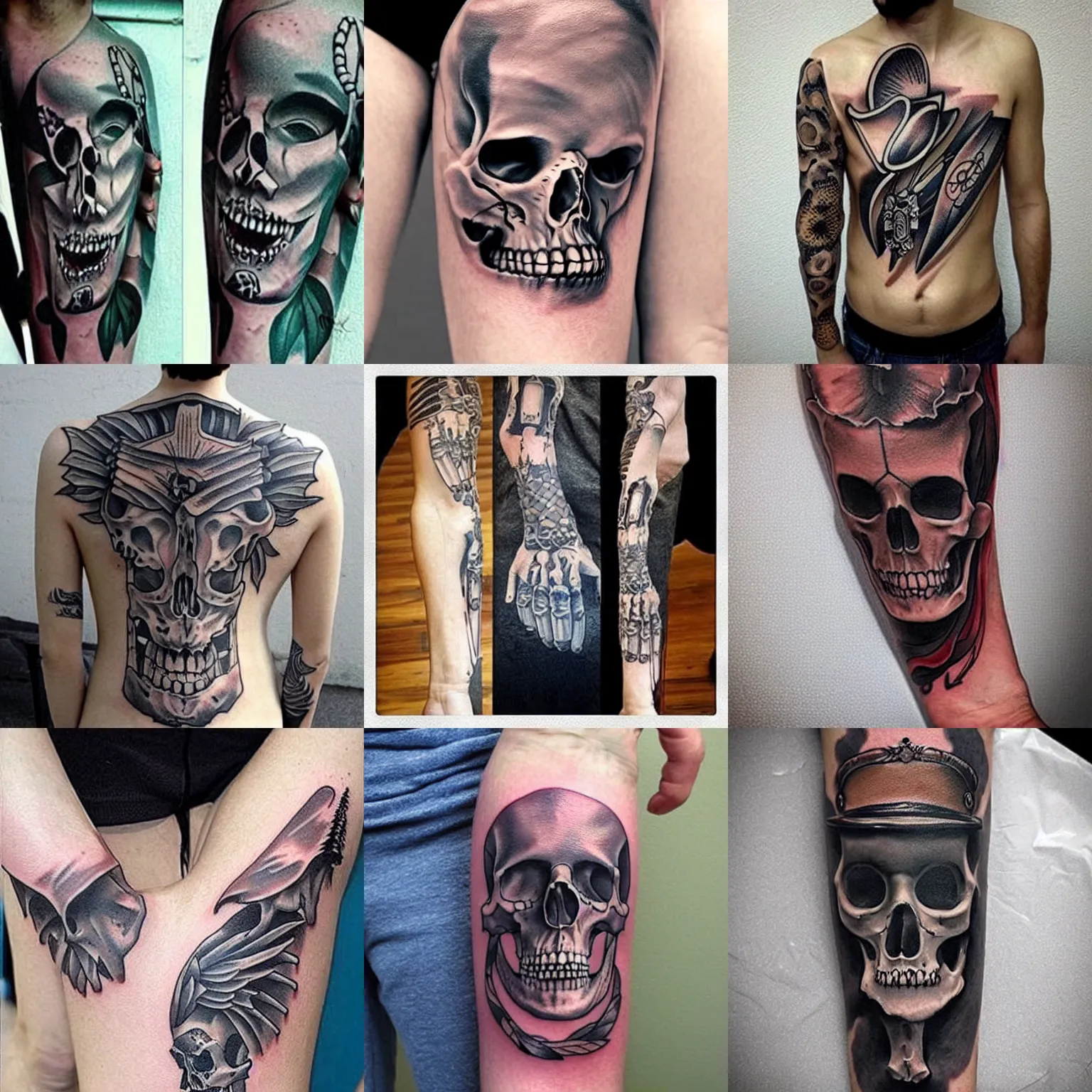 Prompt: stylish tattoo of bones, very very creative