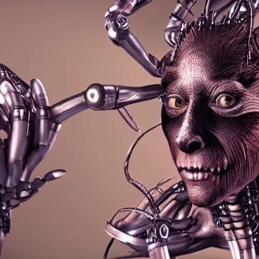 Image similar to amazing movie still of a bio-cybernetic mutant female beast-human