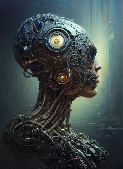 Image similar to portrait shot of machine that creates humans in a scenic dystopian environment, intricate, tubes and cables, elegant, highly detailed, centered, digital painting, artstation, concept art, smooth, sharp focus, illustration, artgerm, tomasz alen kopera, peter mohrbacher, donato giancola, joseph christian leyendecker, wlop, boris vallejo