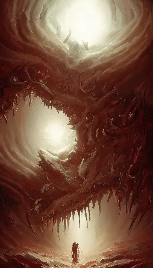 Image similar to a storm vortex made of many demonic eyes and teeth, by greg rutkowski