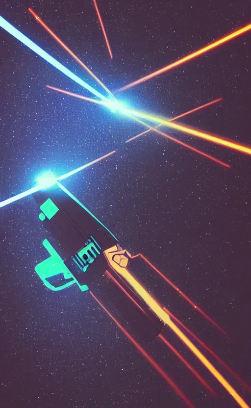 Prompt: “ geometric laser gun, floating in dark space ”