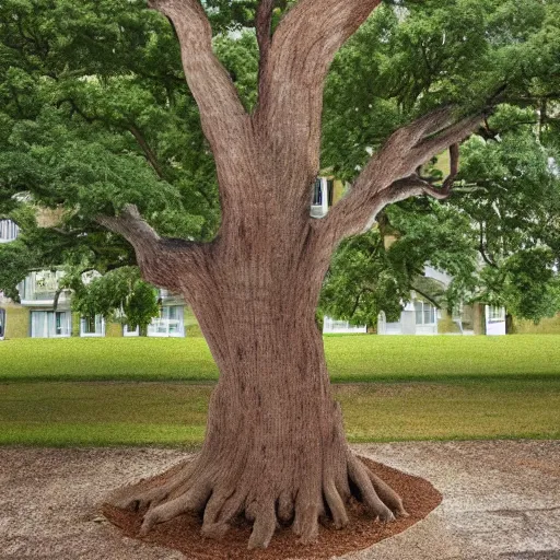 Image similar to an oak tree growing out of a person in a nursing home