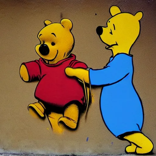 Prompt: pooh by banksy