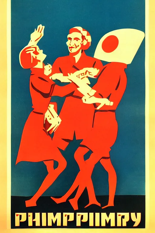 Prompt: Soviet Propaganda Poster for shrimp party