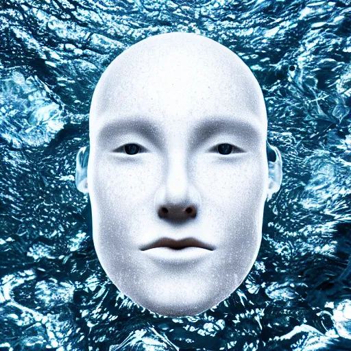 Image similar to minimalist logo icon of a human head made of water, water manipulation, hyper realistic, ray tracing, realistic water splashes, sharp focus, 8 k resolution