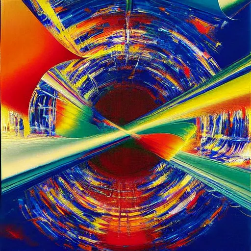 Image similar to abstract art representing momentum, oil painting by john berkey and gabriel dawe, masterwork