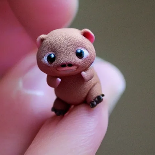 Prompt: a miniature chibi slowpoke ( pokemon ) that fits in the palm of your hand