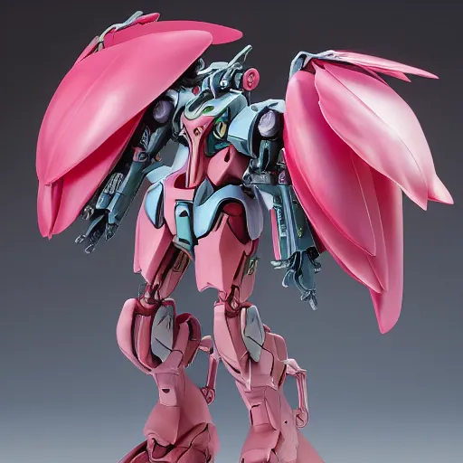 Prompt: futuristic nymphaea mecha sazabi waterlily upper body, sepals forming helmet, floral details, nymphaea, 8 k hd resolution, barbatos gundam with floral inlay, bandai box art, star wars, makoto kobayashi, frank gehry, raymond swanland