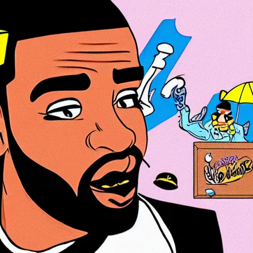 Image similar to the rapper drake as a looney tunes character, high detailed cartoon, looney tunes