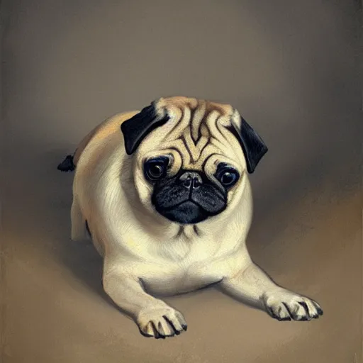 Prompt: A cute pug painted by Even Amundsen