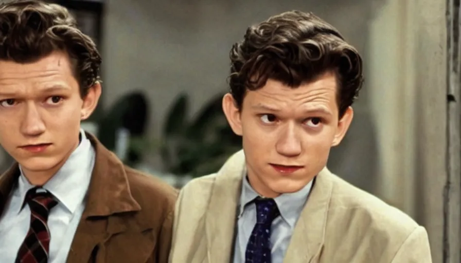 Prompt: tom holland as detective columbo, film still,