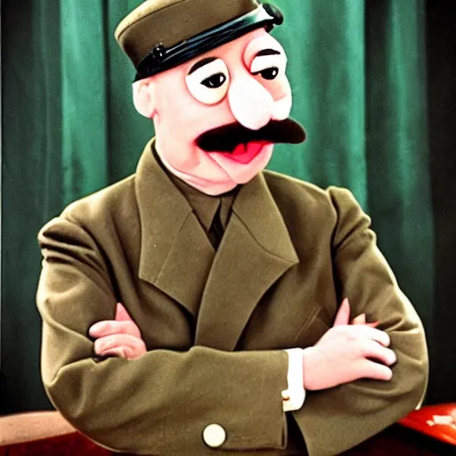 Image similar to Hitler in the style of Jim Henson's muppets, photo, high definition