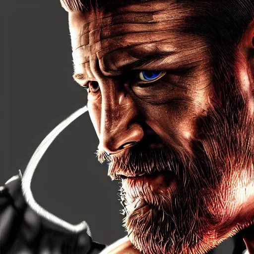 Image similar to Tom Hardy in wolverine suit Digital art 4K quality Photorealism