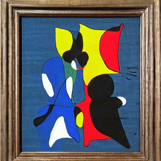 Image similar to master of the placard. engraving graphic on canvas by joan maro. private collection. joan miro