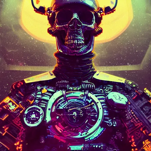 Prompt: portrait of a space pirate skull. intricate abstract. cyberpunk, vhs glitch. full face broken helmet. intricate artwork. nightmare fuel. terrifying. empty oxygen tank. by Tooth Wu, wlop, beeple, dan mumford. octane render, trending on artstation, greg rutkowski very coherent symmetrical artwork. cinematic, hyper realism, high detail, octane render, 8k, iridescent accents, black and white