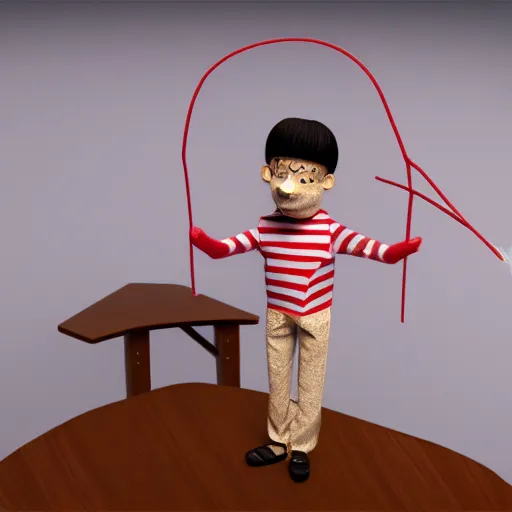 Prompt: CGI puppet show with ray tracing on