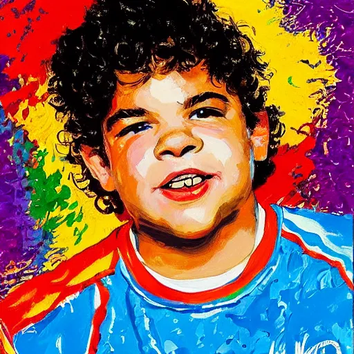 Prompt: gaten matarazzo by leroy neiman, intricate, ultra detailed painting, atmospheric lighting, golden hour