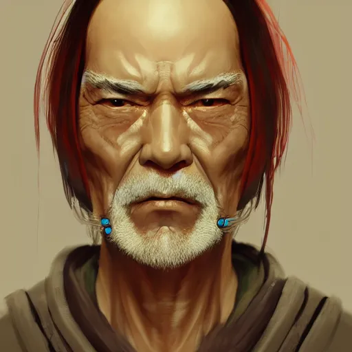 Prompt: a portrait of an ( elder cyberpunk samurai ), sharp focus, detailed, artstation, concept art, 3 d + digital art, wlop style