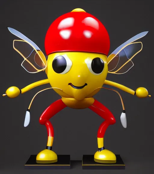 Prompt: a sculpture of cartoon bee by ray tracing, octane redner brilliantly coloured, trending on artstation, unreal engine, hdr, polished