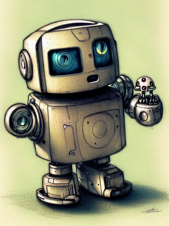 Image similar to a cute robot, muted colors, by jean - baptiste monge